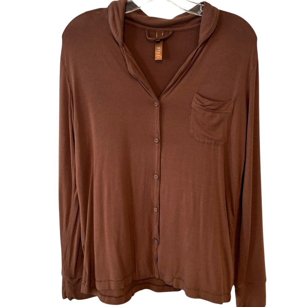 Skims Women's Brown Mocha Long Sleeve Pajama Lounge Top in Size S‎